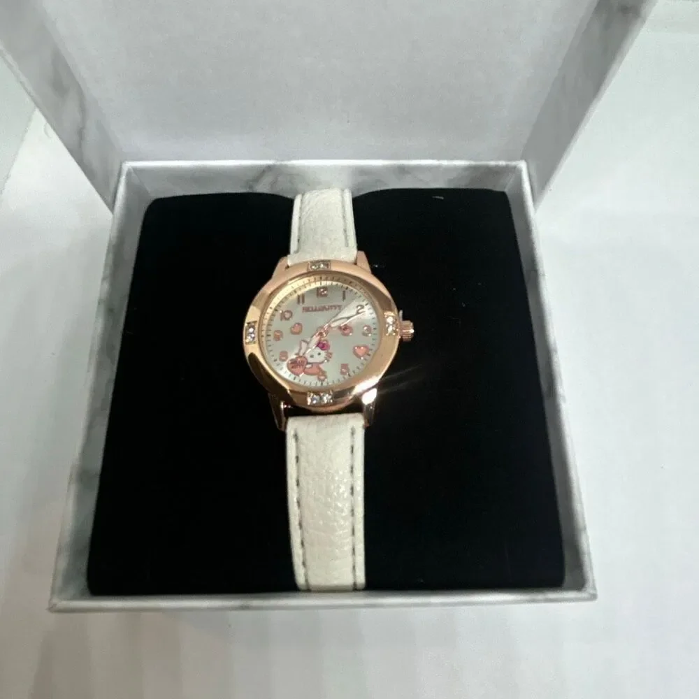 Hello Kitty Pink Watch Rose Gold Tone Crystal Bezel w/ Box NEW